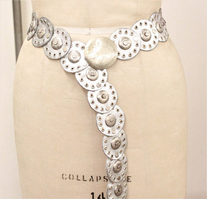 Silver Dollar Concho Belt - Slim