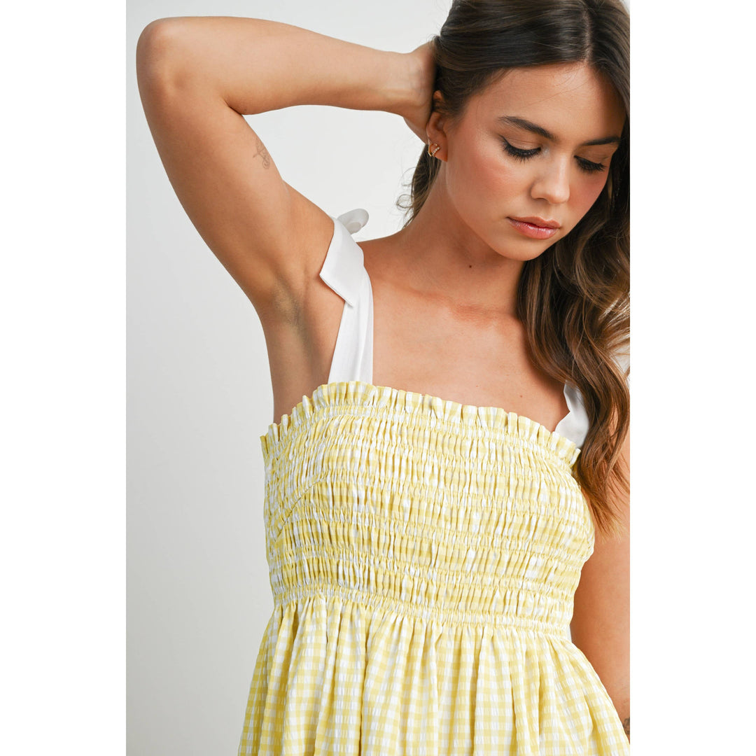 Gingham Mini Sundress | Yellow