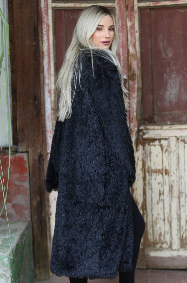 Idaho Luxe Faux Fur Coat | Black