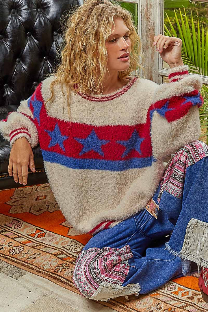 Star Pattern Mohair Sweater