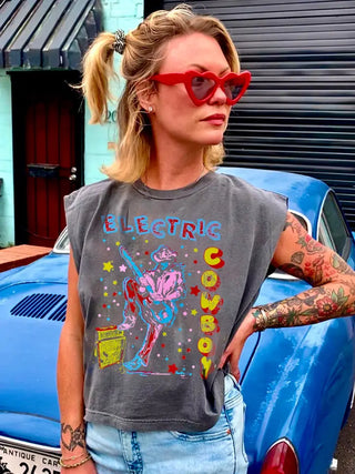 Electric Cowboy Muscle Tee | Faded Black