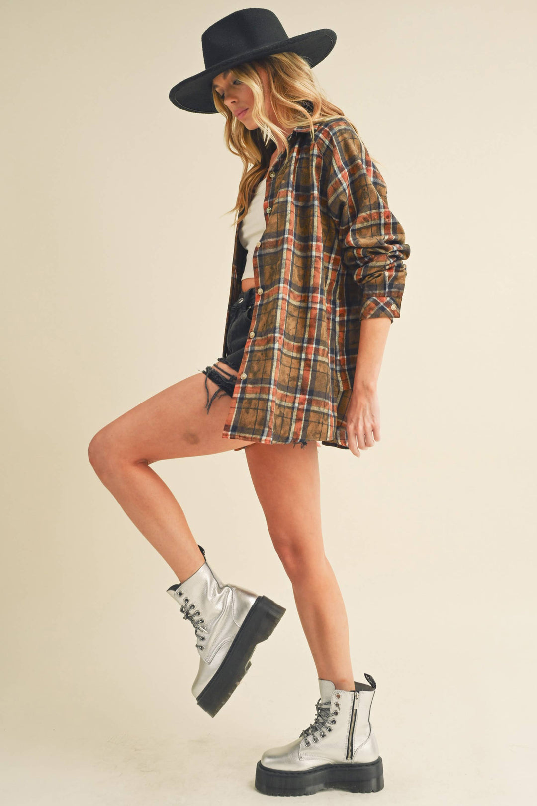 Laura Plaid Washed Flannel Shirt