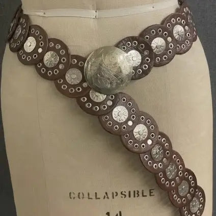 Silver Dollar Concho Belt - Slim
