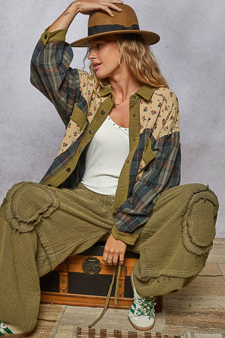 Vintage Patchwork Plaid Shacket