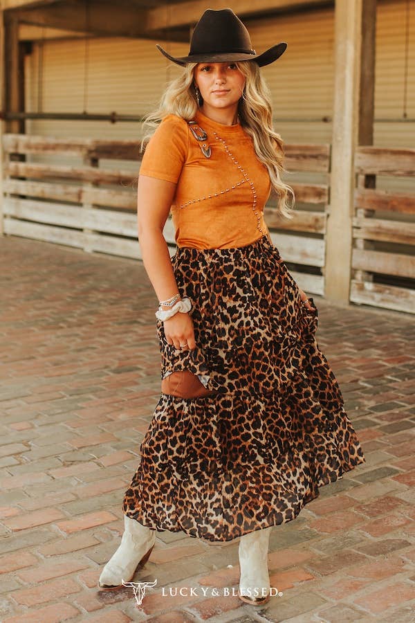 Leopard Printed Ruffle Tier Skirt