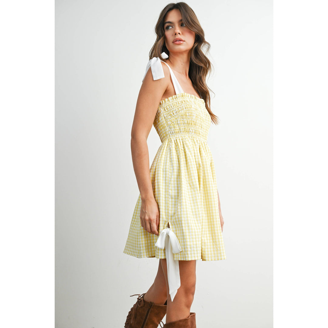 Gingham Mini Sundress | Yellow