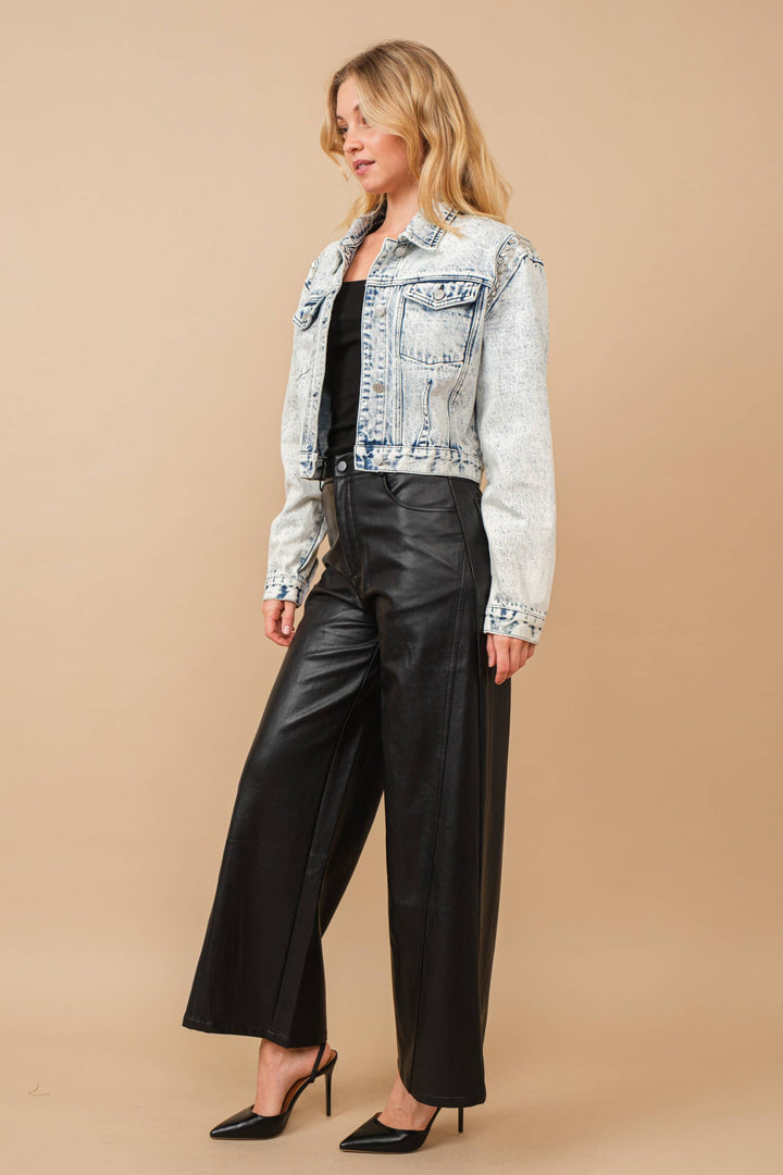 Beaded Acid Wash Denim Jacket