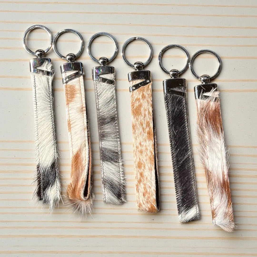 Hair-On Cowhide Wristlet Keychain