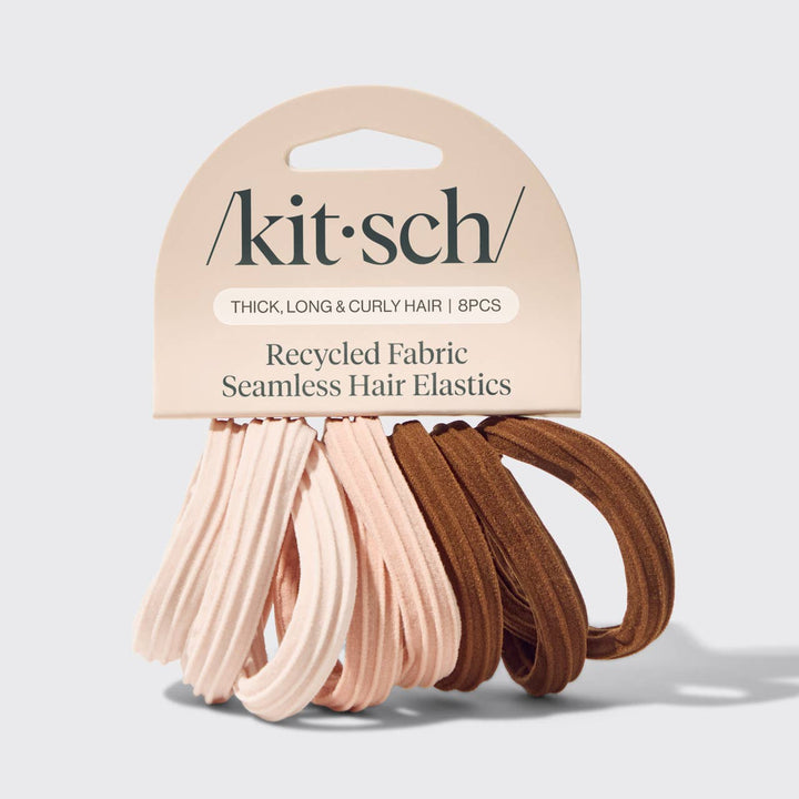 Recycled Seamless Hair Elastics 8pc Set | Rosewood