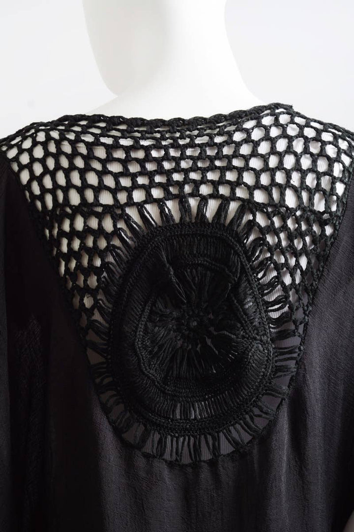 Bohemian Fringe Tassel Kimono with Crochet Medallion