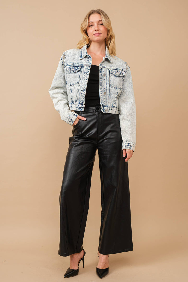 Beaded Acid Wash Denim Jacket