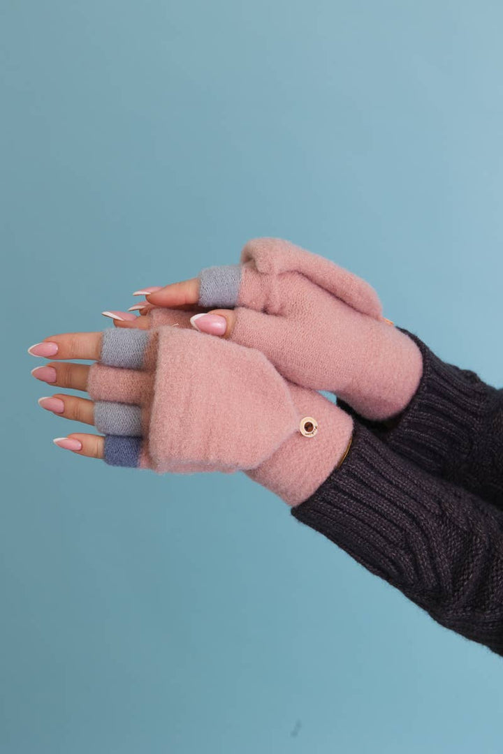 Rainbow Tip Convertible Gloves | Pink