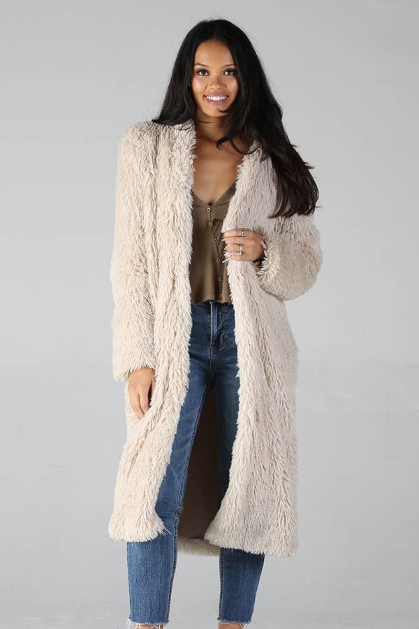 Idaho Luxe Faux Fur Coat | Tan