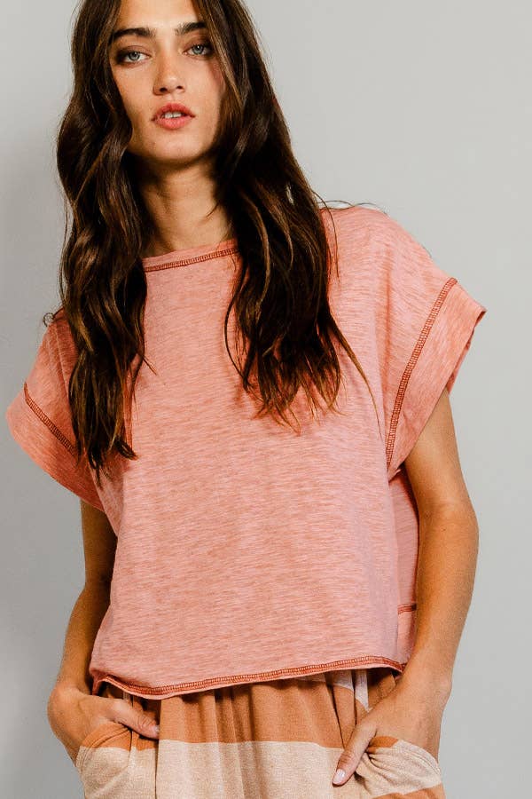 Open Back Crop Top | Peach