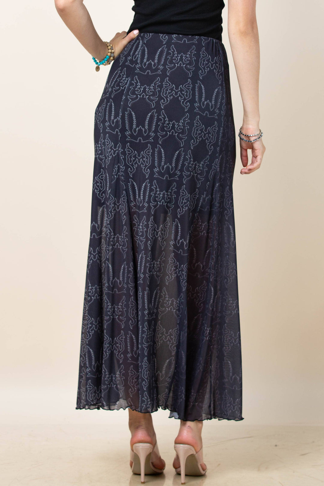 Reese Boot Stitch A-Line Mesh Skirt