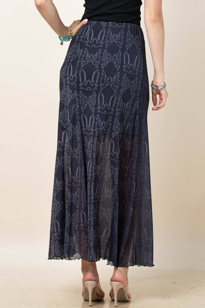 Reese Boot Stitch A-Line Mesh Skirt