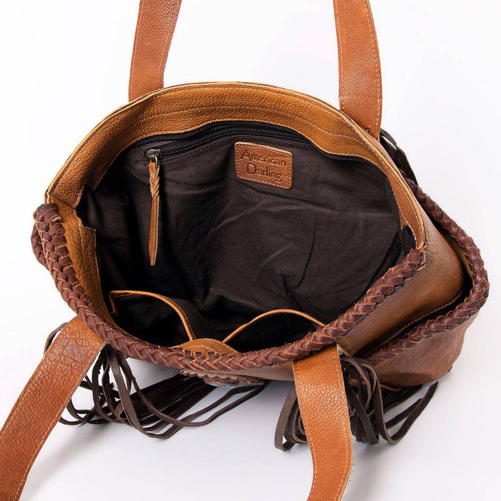 Leather, Fringe, & Leopard Print Accent Bag