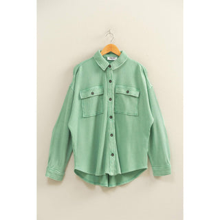 Oversized Mineral Washed Shacket | Emerald