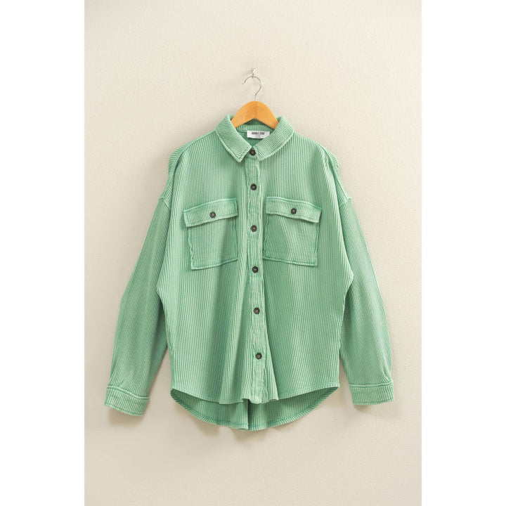 Oversized Mineral Washed Shacket | Emerald