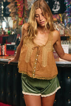 Front Lace Trimmed Top