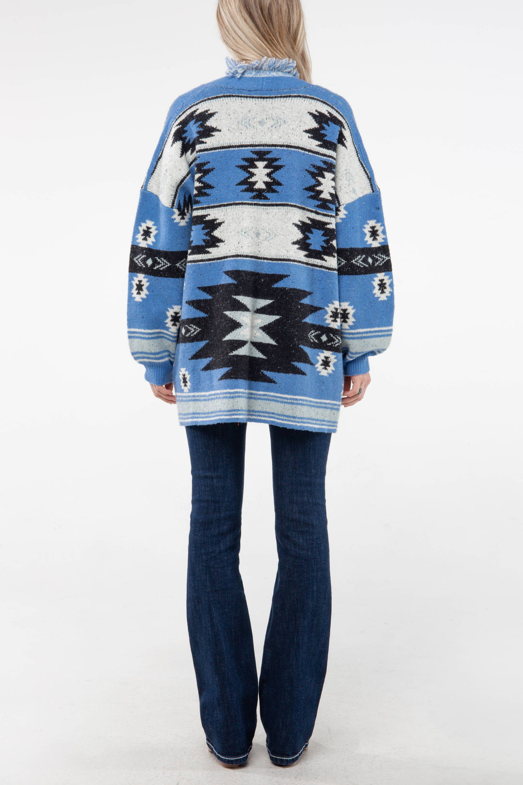 Aztec Print Fringe Cardigan
