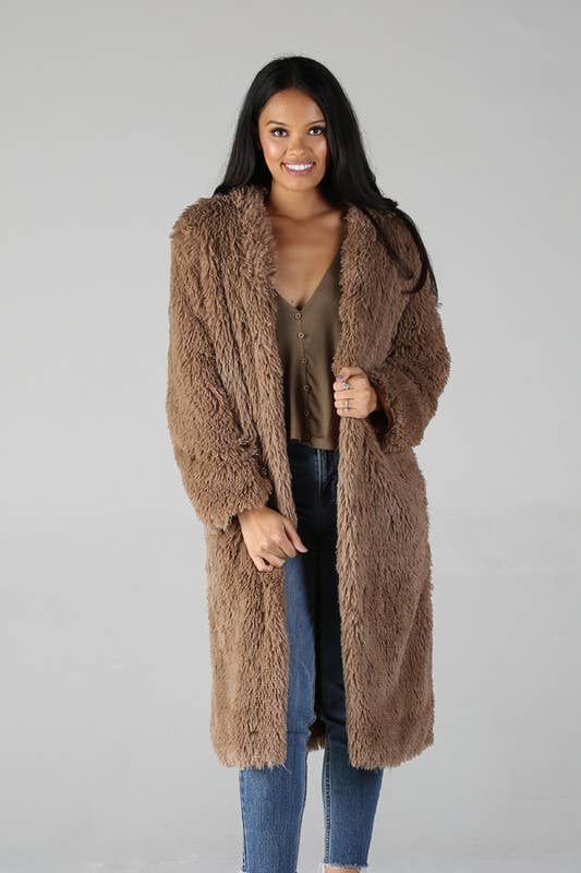 Idaho Luxe Faux Fur Coat | Tan