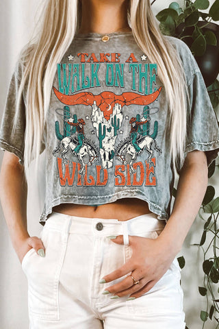 Take a Walk on the Wild Side Long Crop Tee | Grey