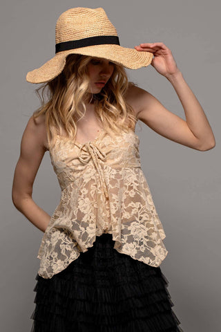 Romantic Lace Handkerchief Hem Tank Top