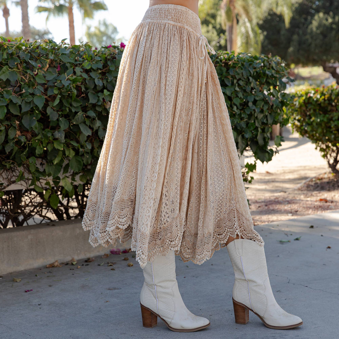 Prairie Dream Lace Midi Skirt