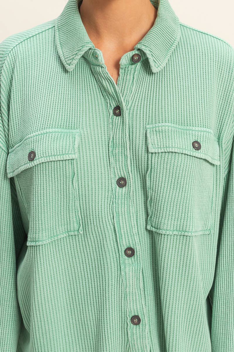 Oversized Mineral Washed Shacket | Emerald
