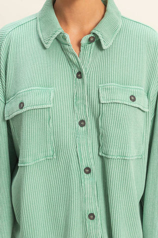 Oversized Mineral Washed Shacket | Emerald