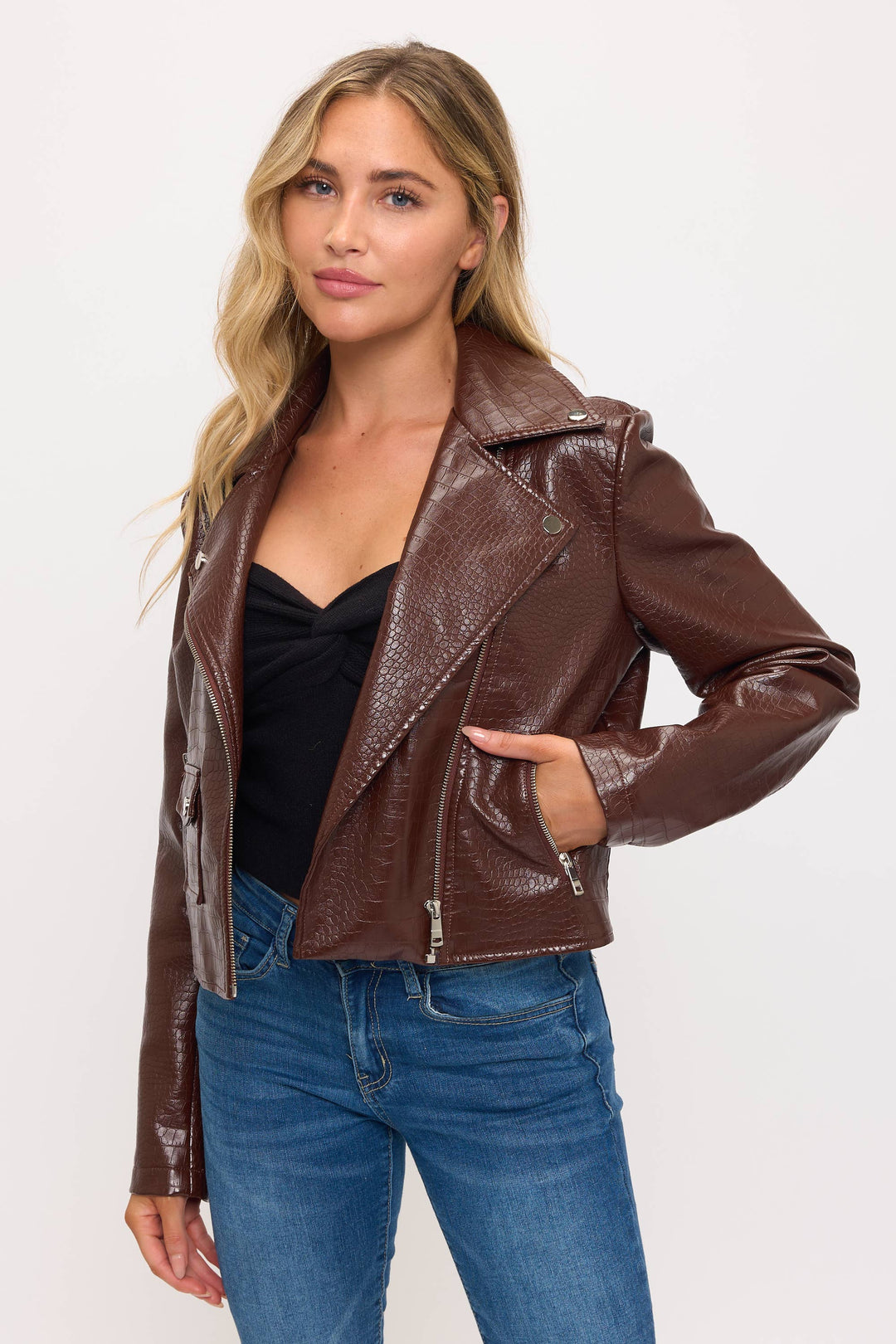 Reptilian Rebel Moto Jacket | Brown