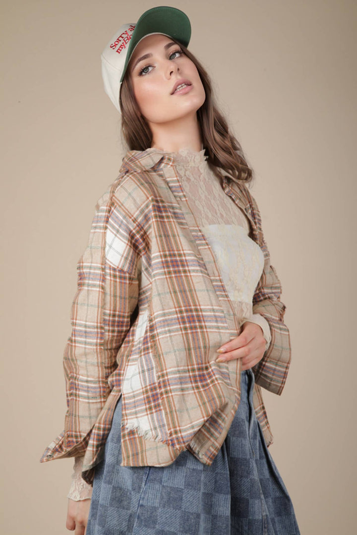 Button Down Flannel Shirt | Taupe