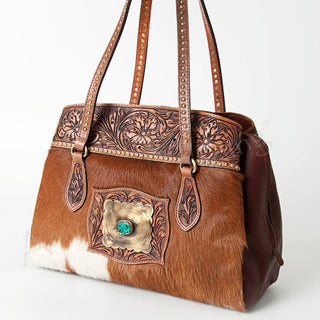 Cowgirl Jewel Turquoise & Hair-On Cowhide Tote