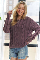 Mineral Wash Cable Knit Sweater