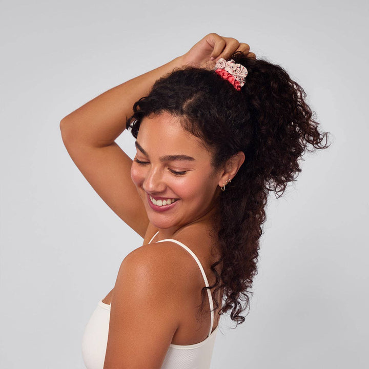 Ruched Satin Scrunchies 5pc Set | Cherries