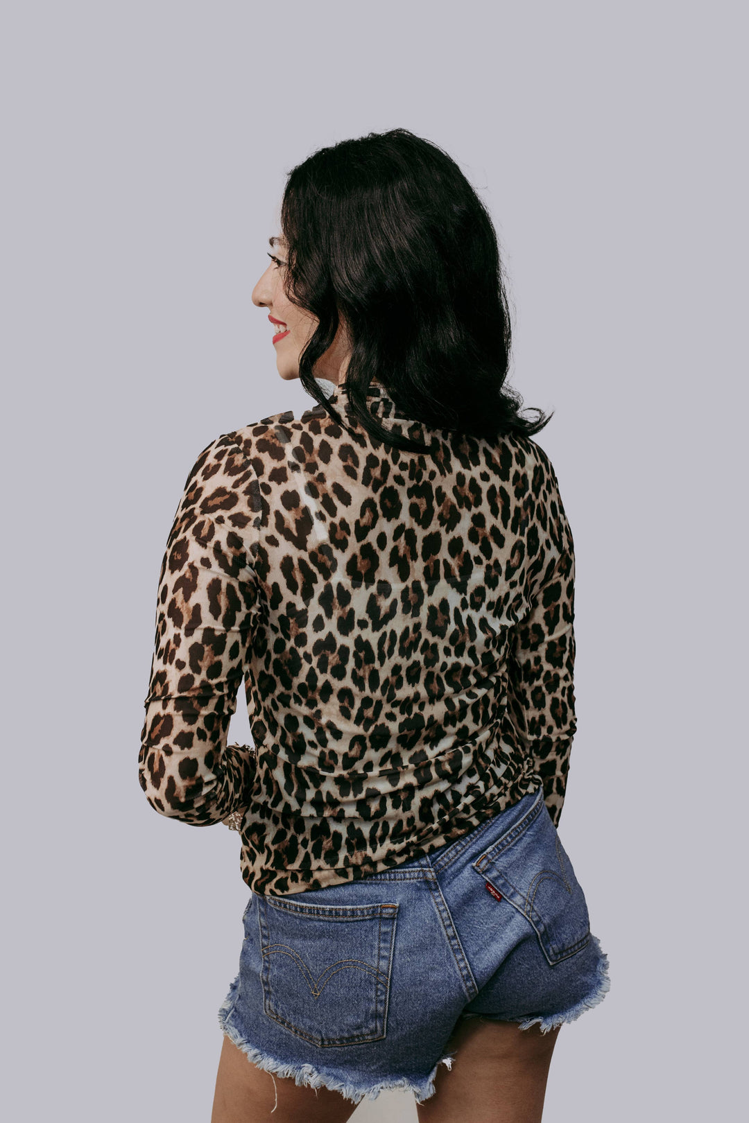 Leopard Print Mesh Top