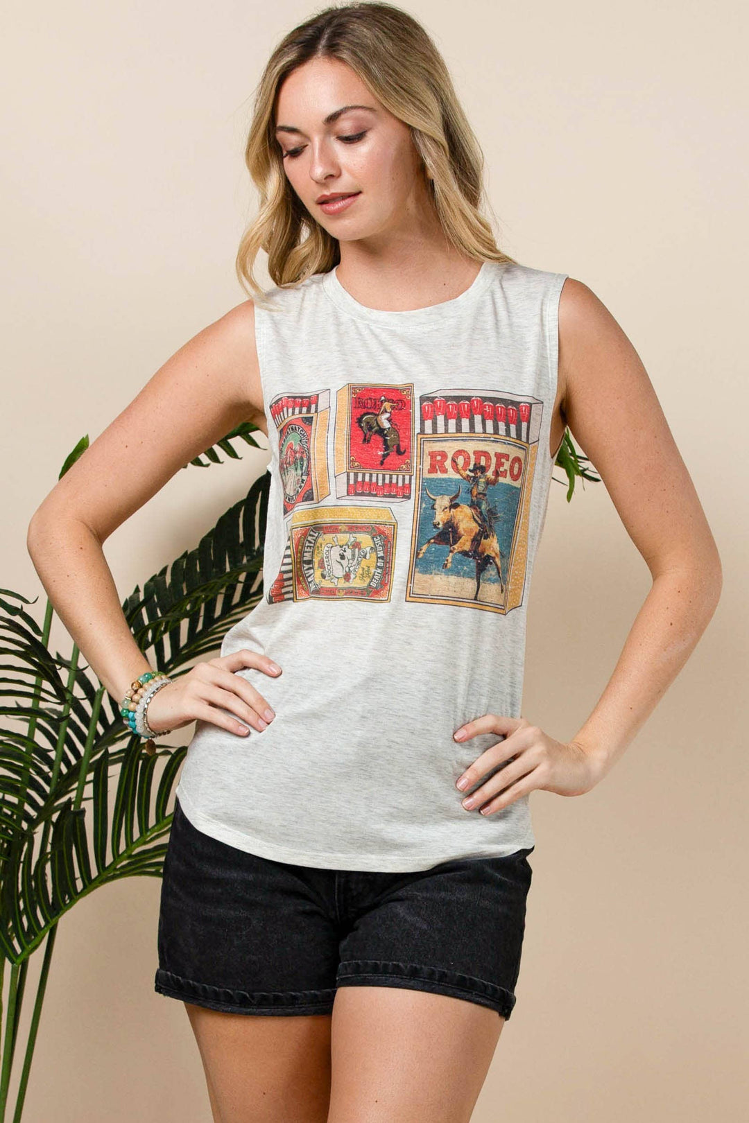 Adrian Vintage Western Graphic Sleeveless Top