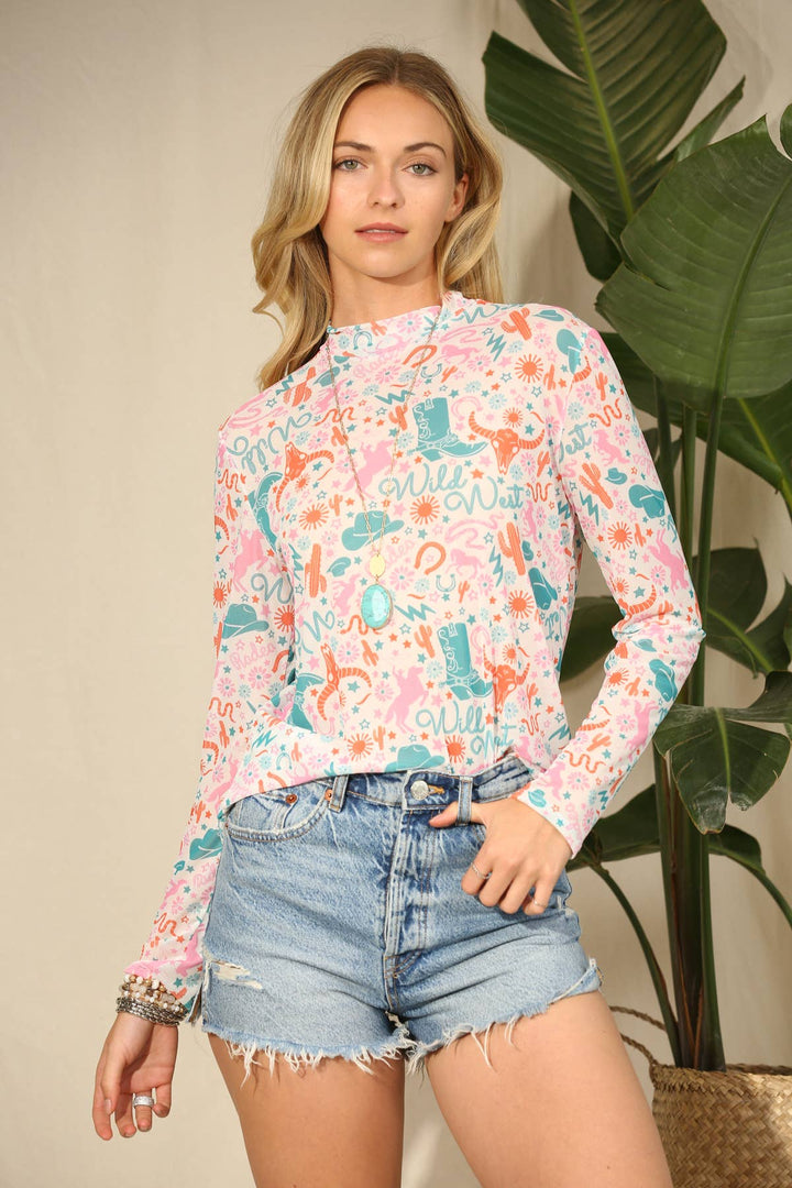 Sidney Wild West Longhorn Mesh Top