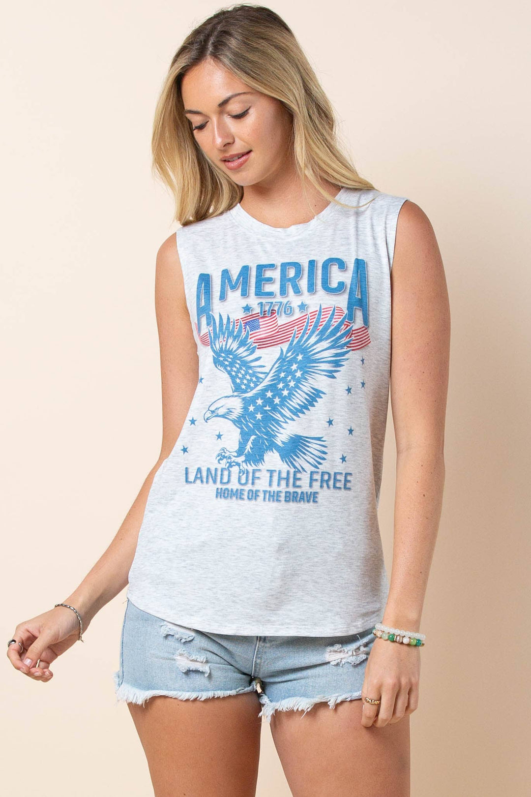 Lydia America Land of the Free Sleeveless Top