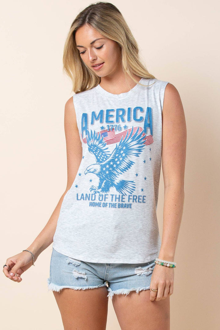 Lydia America Land of the Free Sleeveless Top