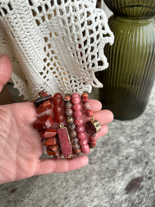 Ghana Bracelet Set - Red Jasper