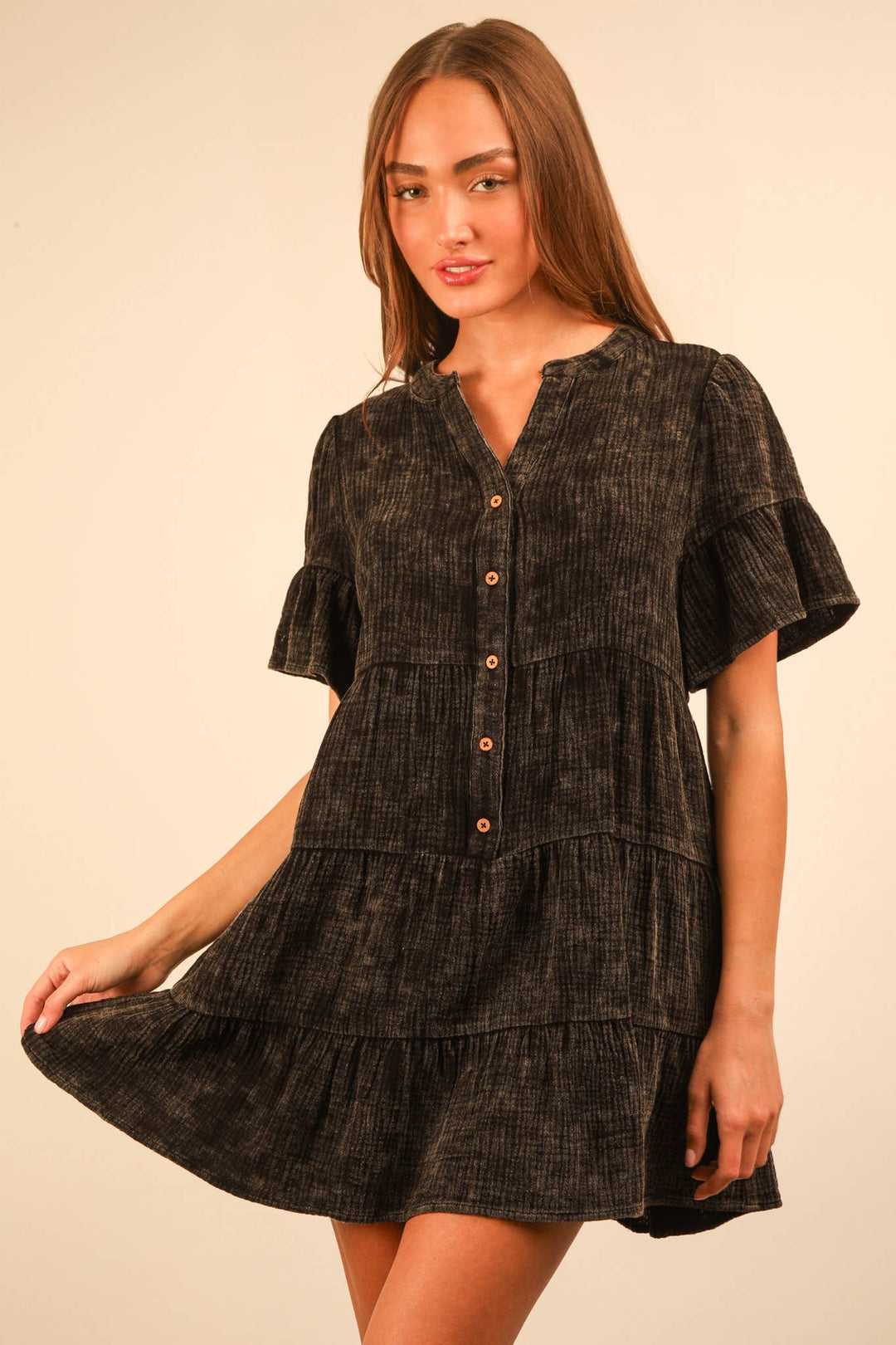 Mineral Washed Woven Mini Dress