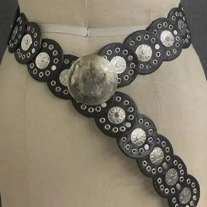 Silver Dollar Concho Belt - Slim