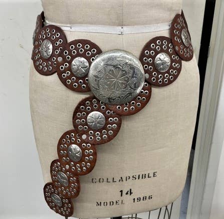 Silver Dollar Concho Belt - Wide
