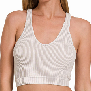 Oakley Ribbed Cropped Top (Bone)