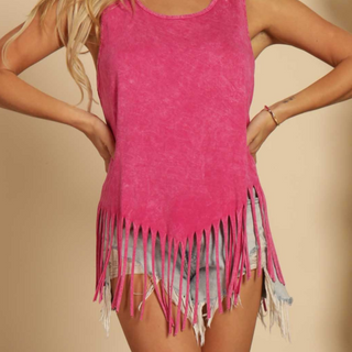 Lone Star Fringe Top (Fuschia)