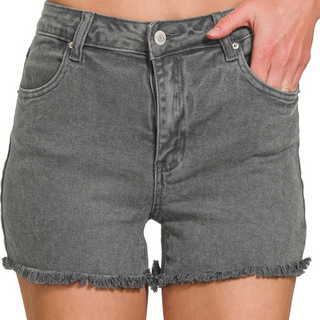 Ash Black Cut Off Hem Shorts