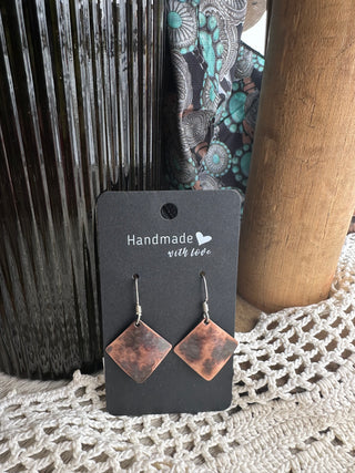 Small Copper Diamond Earrings