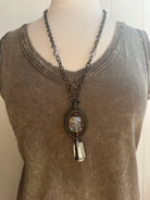 Oval Crystal Charm Necklace